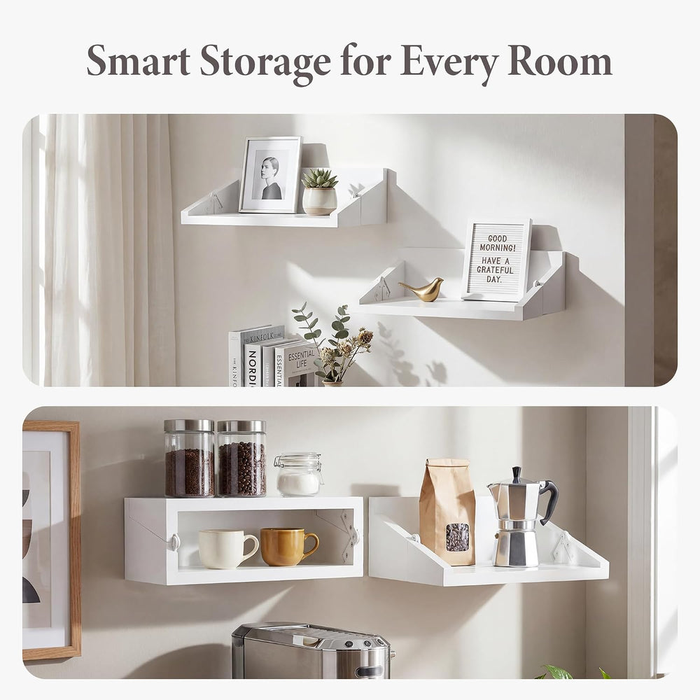 SUMGAR Floating Nightstand, White Foldable Bedside Table for Small Spaces