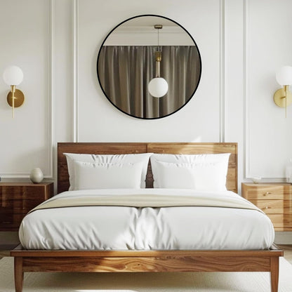 round mirror 30 inch, circle black mirror, matte, side view