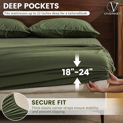 100% Linen Sheet Set Cal King Size Extra Deep Pocket Fits 18-24 Inch Mattress - Image 2