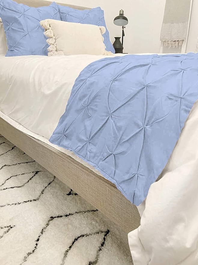 Bed Runner Set - 100% Pure Cotton 800 Thread Count - Luxury 1 Pinch Pleated Bed - Image 3