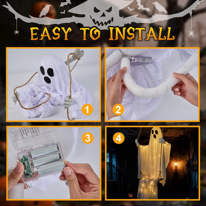 Halloween Decorations Outdoor,4.8FT Hanging Swing Ghost for Yard and Porch