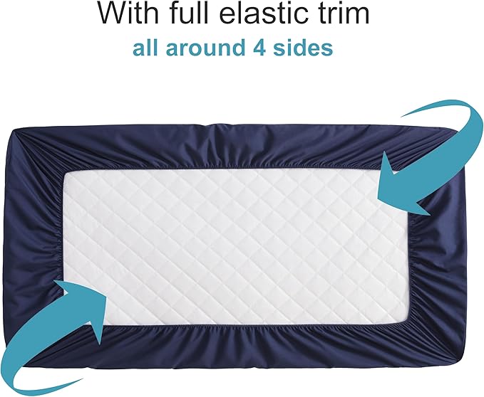 NTBAY 2 Pack Waterproof Crib Mattress Protector, Quilted 28"x52" Toddler Fitted - Image 2