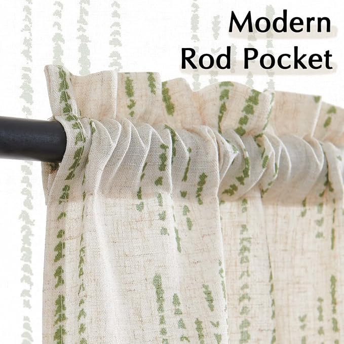 jinchan Boho Kitchen Curtains Linen Tier Curtains 36 Inches Bohemian Cafe Small - Image 7