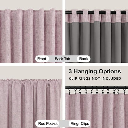KOUFALL Light Pink Linen Blackout Curtains - Image 4