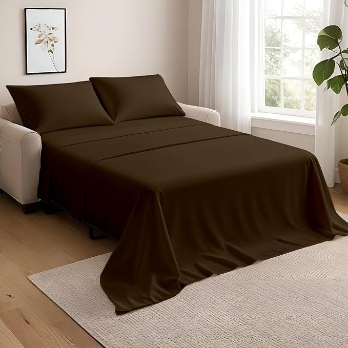 NON Sticky cotton Queen Size Sleeper Sofa Sheets, 4 Piece Egyptian Cotton Bed by Non-StickyCotton