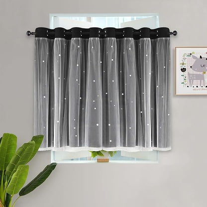 Kinryb Kids Blackout Curtains for Bedroom/Living Room/Classroom, Sheer Overlay - Image 2