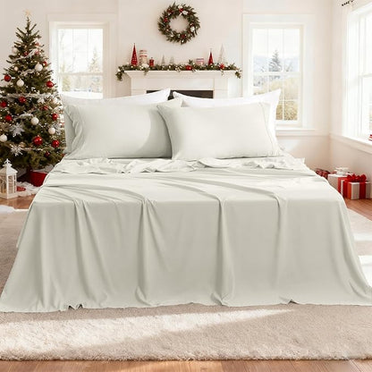 Full Sheet Set - Hotel Luxury 4 Piece Breathable Cooling Full Size Sheet Sets by COZYSMILE