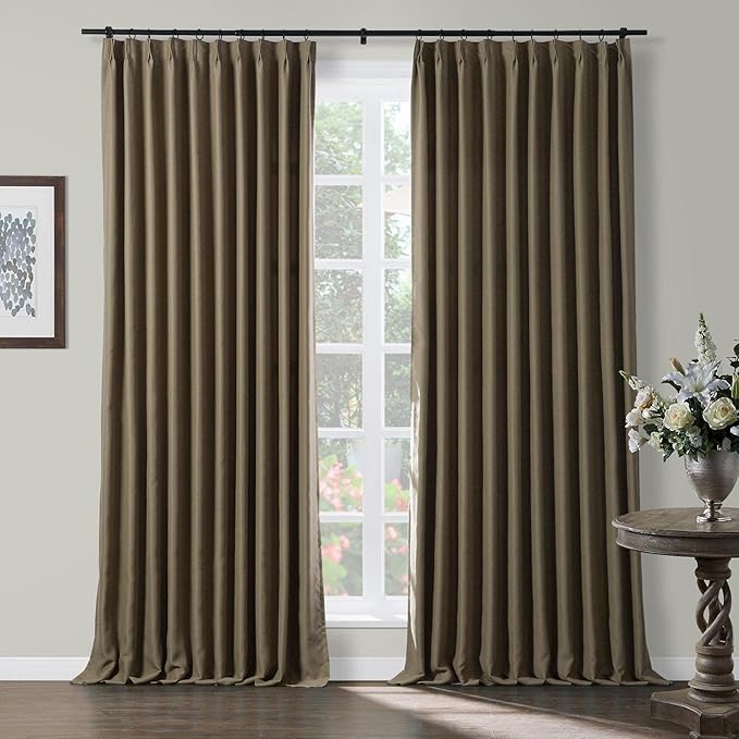 TWOPAGES Wheat Pinch Pleated Room Darkening Curtain 108 Inches Long, Solid by TWOPAGES