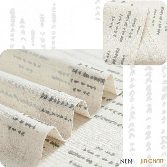 jinchan Boho Kitchen Curtains Linen Tier Curtains 45 Inches Bohemian Cafe Small - Image 8