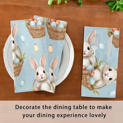 ALAZA Easter Rabbit Bunny Cloth Napkins Set of 1, 20x20 Inch Washable and - Image 4