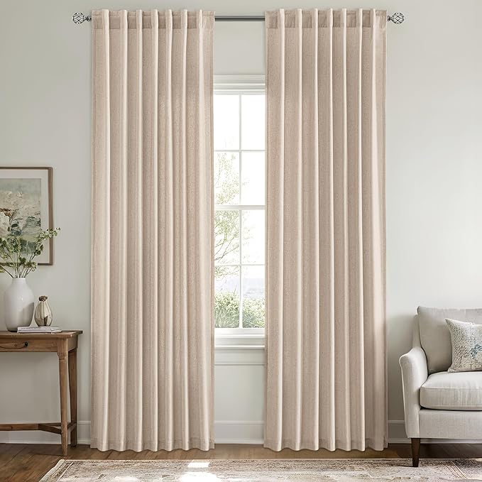 MIULEE Non-See-Through Privacy Linen Curtains 2 Panels, Light Filtering Window - Image 3