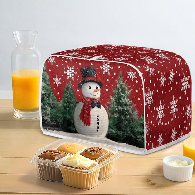 Snowman Snowflake Printed Toaster Oven Cover Kitchen Machine Covers, 4 Slice - Image 4