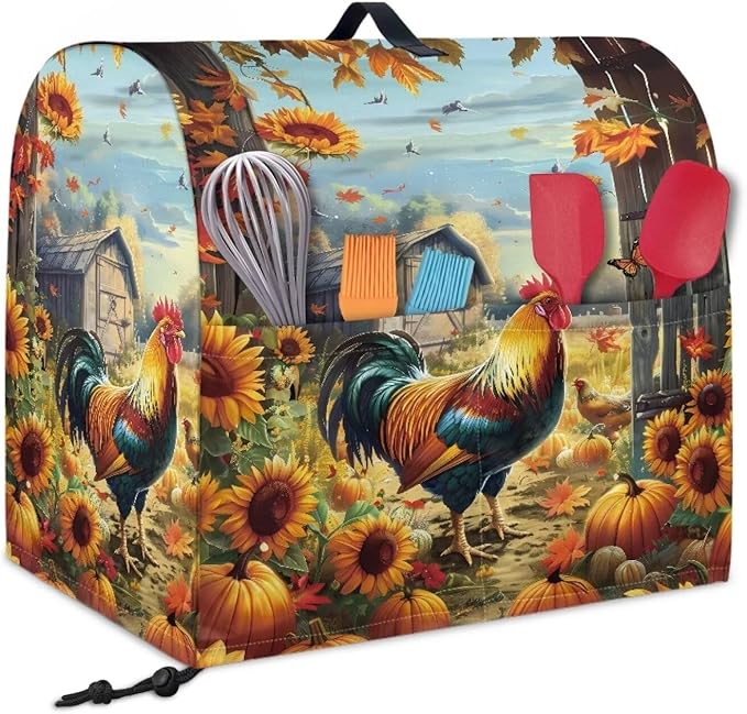 Stand Mixer Cover Rooster Sunflower Stand Mixer Dust Cover Kitchen Counter Food - Image 2