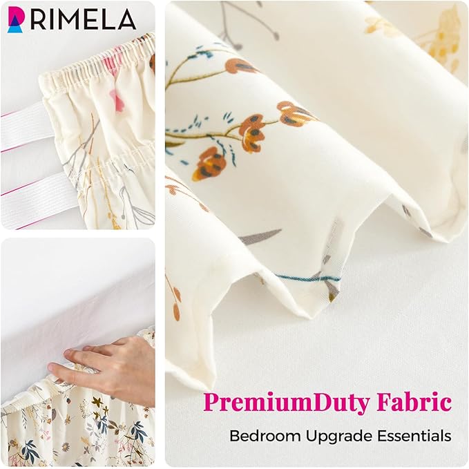 RIMELA Cream Balloon Bed Skirt Queen Size 15 Inch Drop, Elastic Bed Skirting - Image 8