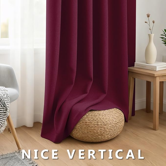 Linen 100% Blackout Curtains for Bedroom, Back Tab/Rod Pocket Room Darkening - Image 7