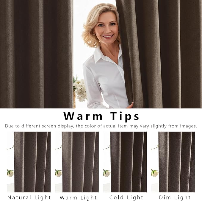 Linen 100% Blackout Curtains for Bedroom, Back Tab/Rod Pocket Curtain for - Image 6