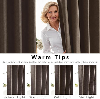 Linen 100% Blackout Curtains for Bedroom, Back Tab/Rod Pocket Curtain for - Image 6