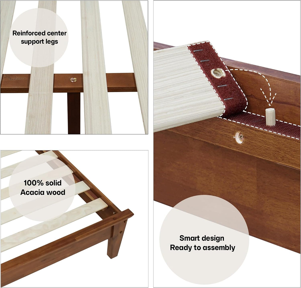 acacia kaylin bed frame with headboard solid wood, package contents