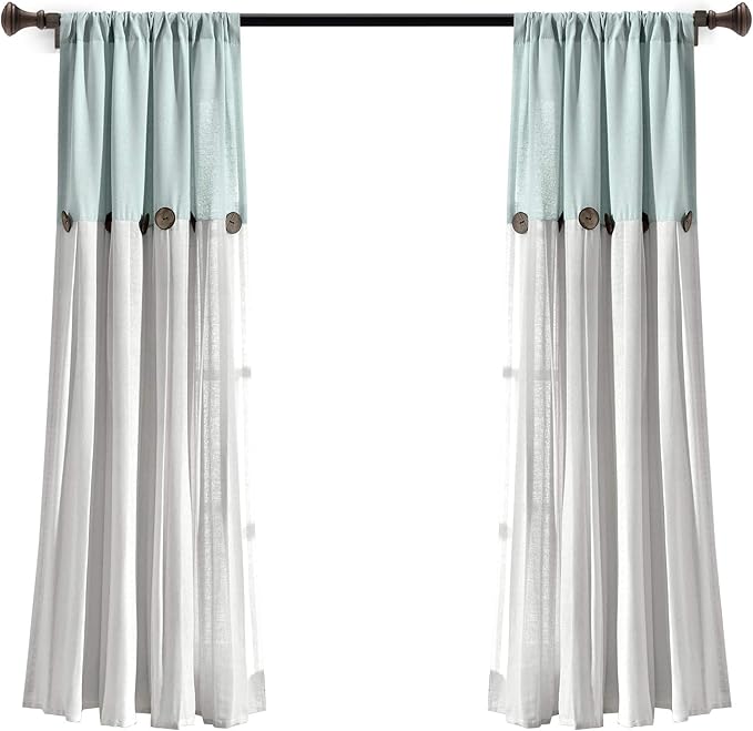 Lush Decor Linen Button Window Curtain Panel, Bedroom & Dining Room - Image 7