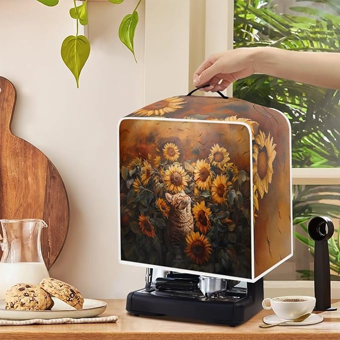 Cute Flowers Cat Coffee Maker Cover - Image 4