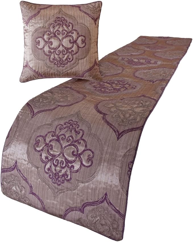The HomeCentric King/Queen/Twin Purple Decorative Full 68"x18" Bed Runner - Image 2