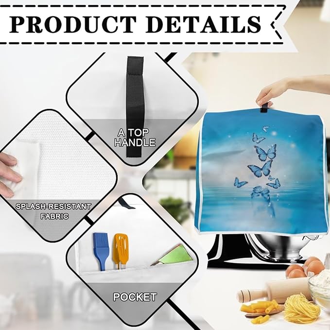 Butterfly Stand Mixer Cover Dust Protective Blue Stand Mixer Covers - Image 3