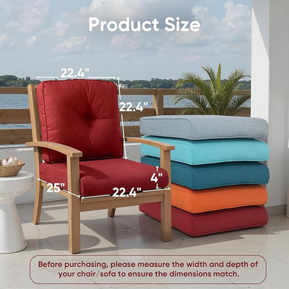 Outdoor Chair Cushion Set of 3, Waterproof Outdoor Seat Cushions 25x22 - Image 2