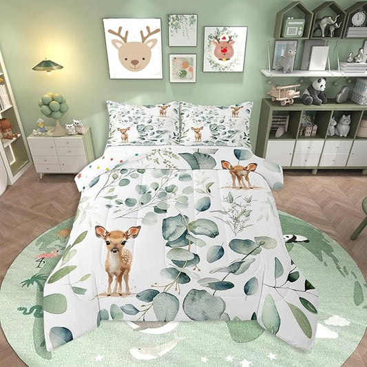 Erosebridal Cartoon Deer Bedding Full Toddler Woodland Wildlife Comforter Set by Erosebridal