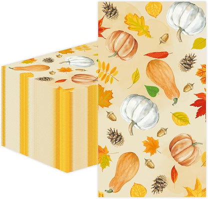 100 PCS Fall Paper Napkins 3-Ply, Disposable Pumpkin Maple Leaves Bathroom by Unknown