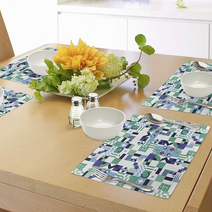 Ambesonne Mid Century Place Mats Set of 4, Geometric Modern Art Design in The - Image 4