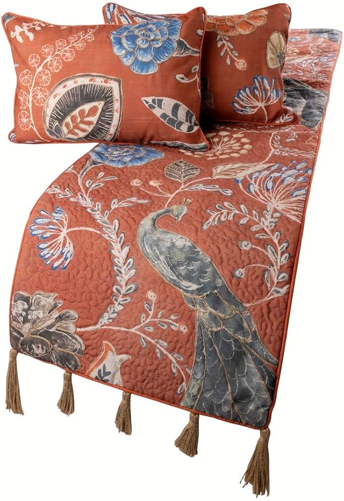The HomeCentric Orange Bed Runner, Full Size 68"x18" Decorative Bed Runner by TheHomeCentric