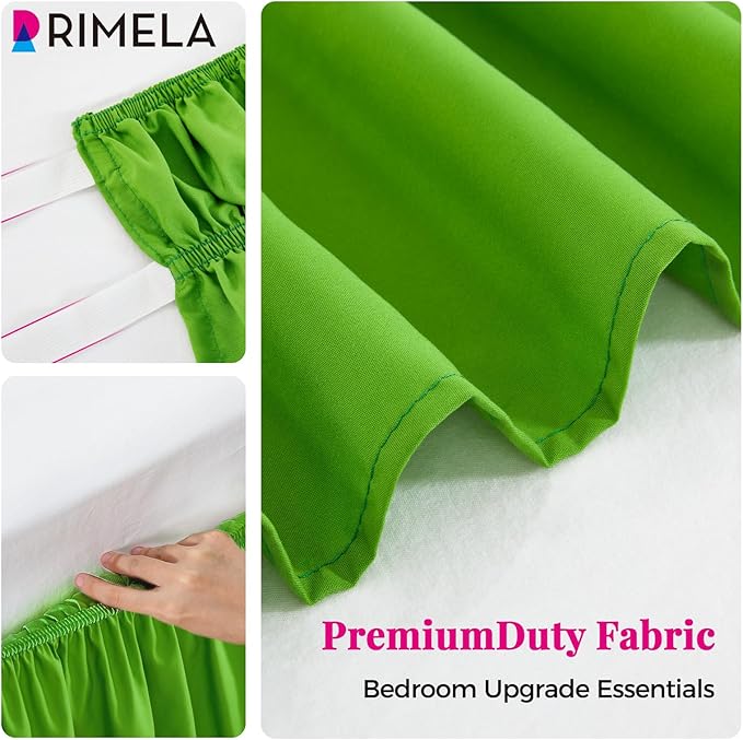 RIMELA Green Bed Skirt King Size 18 Inch Drop, Elastic Bed Skirting - Image 8