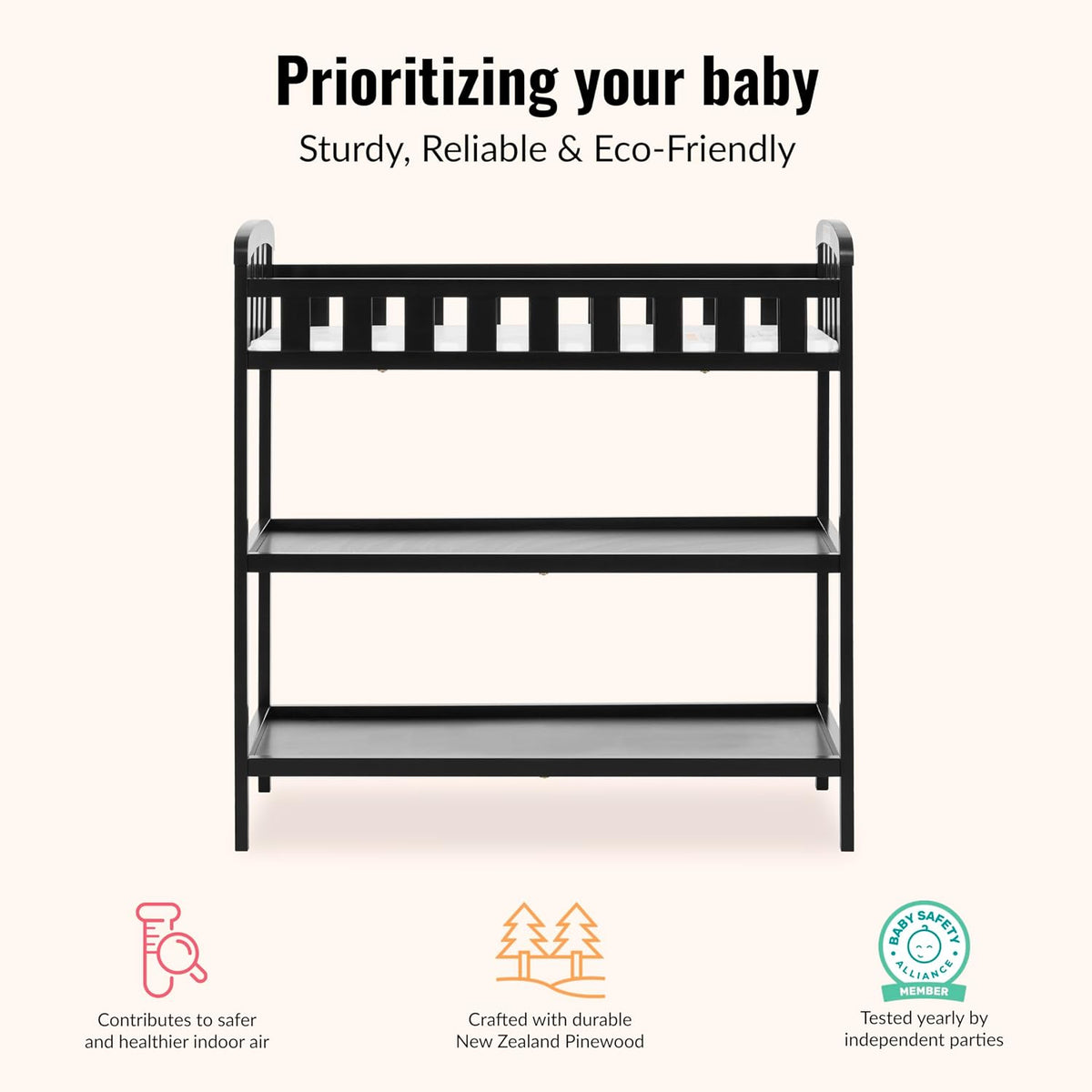 dream on me emily changing table with two, side view