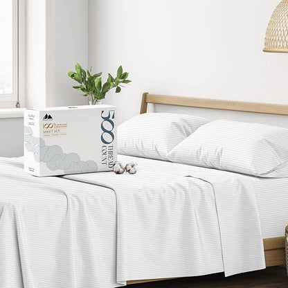 Mayfair Linen 100% Cotton Striped Sheets Full Size Bed Set by MayfairLinen