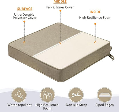 Square Corner Seat Cushions, Indoor Outdoor Water Repellent Universal Chair Pads - Image 3