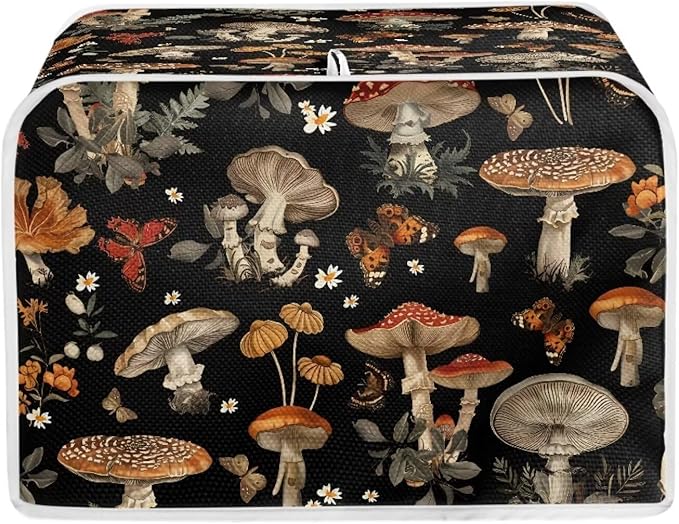 Mushroom Printed 2 Slice Kitchen Machine Covers, Dustproof Toaster Cover Fits by Baxinh