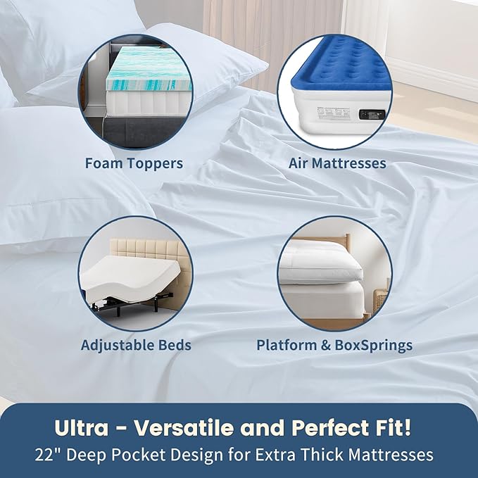 100% Linen Sheet Set King Size Extra Deep Pocket Fits 18-24 Inch Mattress - Image 3