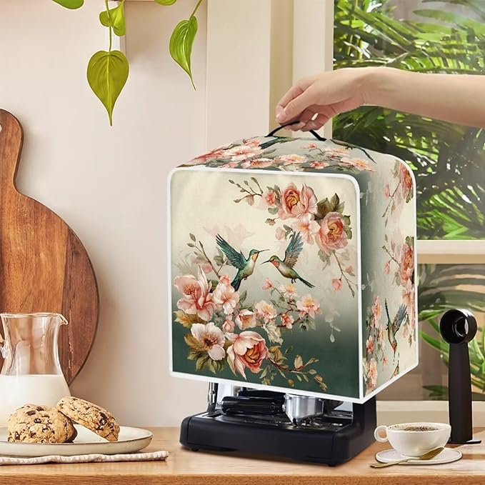 Coffee Maker Cover Protector Hummingbird Floral Kitchen Appliance Dust Cover - Image 4