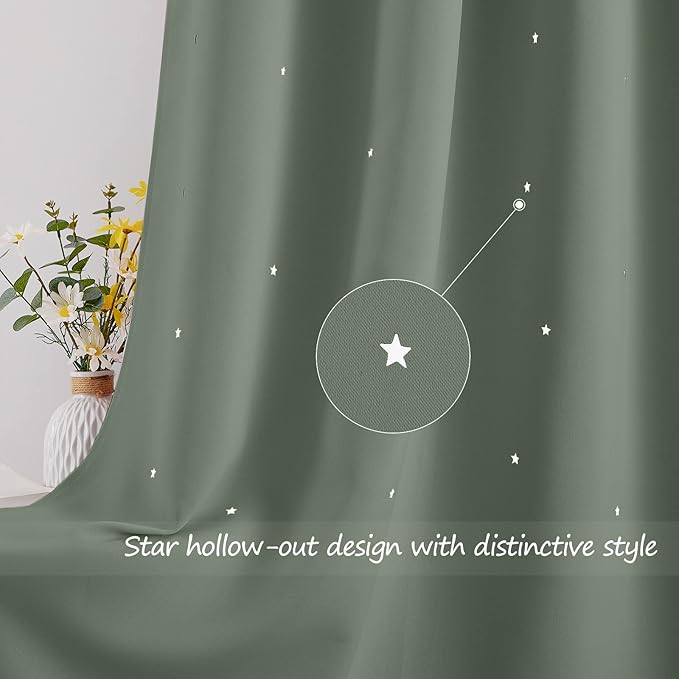 NICETOWN Kids Curtains for Bedroom Thermal Insulated Twinkle Star Curtains for - Image 3
