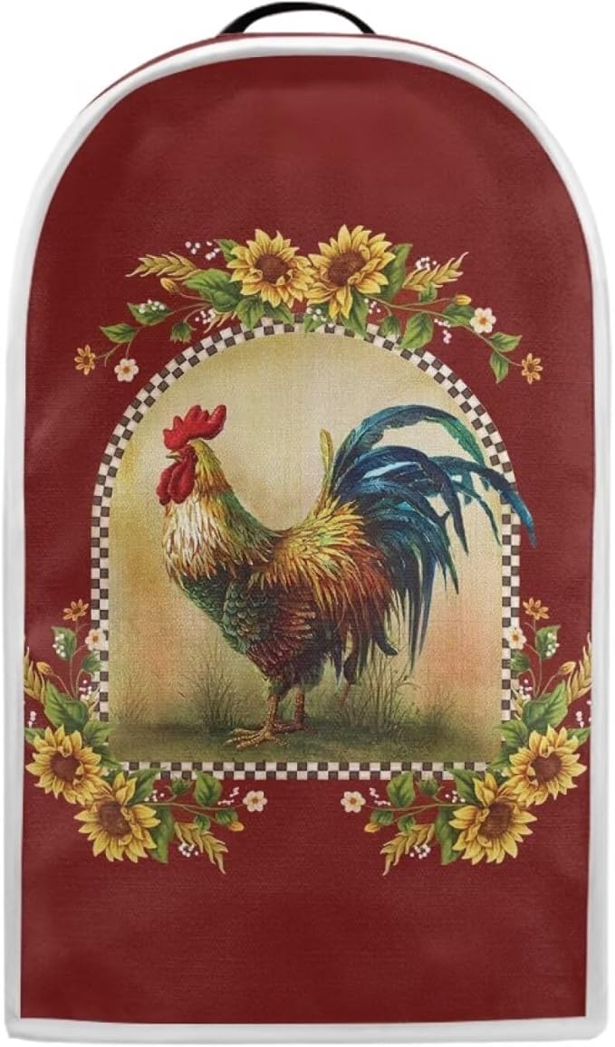 Sunflower Rooster Print Blender Dust Cover, Stand Mixer or Coffee Maker - Image 2