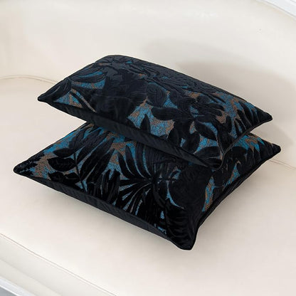 Alerfa Black Throw Pillow Cover 18x18 Inch, Square Cut Velvet Maple Leaf - Image 4