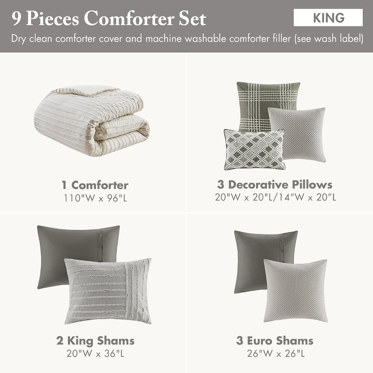 madison park farmhouse king cotton comforter set with, package contents