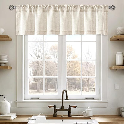 Linen Valance for Windows 2 Panels, Natural Ivory Rod Pocket Light Filtering by Slozzi