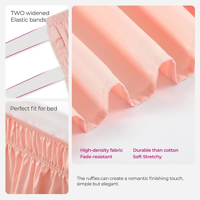 RIMELA Bed Skirt Queen Size 18 Inch Drop, Wrap Around Elastic Bedskirt Solid - Image 8