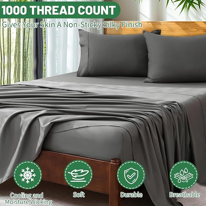 Extra Deep Pocket Queen Sheets 18-24 Inch 1000 Thread Count 100% Egyptian - Image 3
