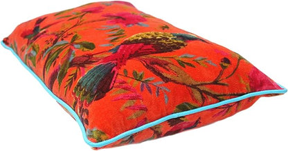 Eyes of India Velvet Floral Flower Bird Throw Pillow Sofa Cushion Cover Case - Image 4