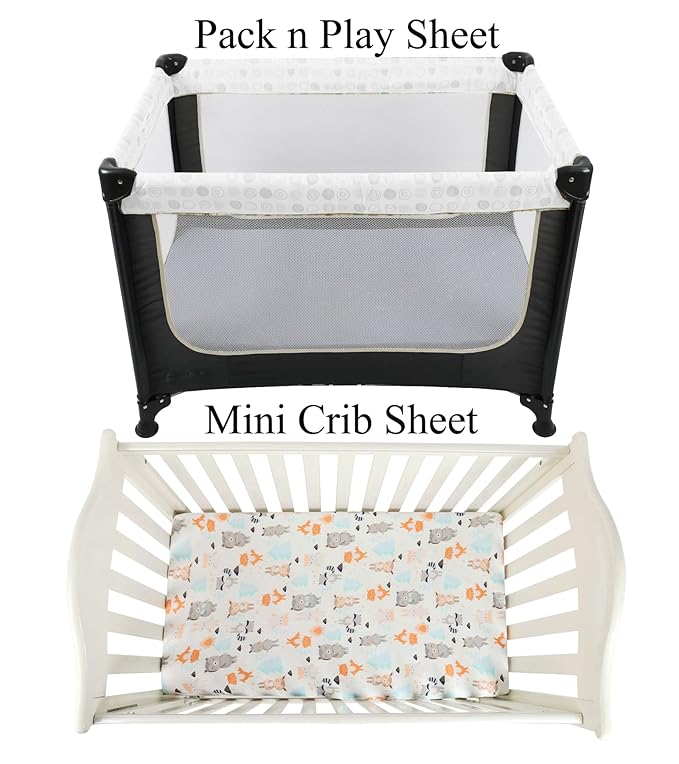 Pack n Play Sheet Stretchy Fitted Portable Mini Crib Sheets Set 3 Pack - Image 2