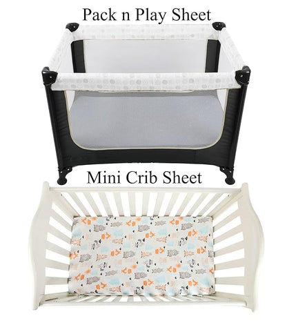Pack n Play Sheet Stretchy Fitted Portable Mini Crib Sheets Set 3 Pack - Image 2