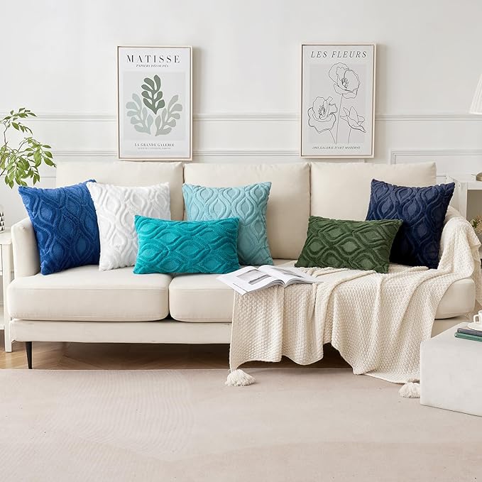 MIULEE Sky Blue Throw Pillow Covers 16x16 Inch, Soft Winter Plush Faux Wool - Image 5