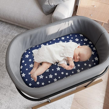 Bassinet Sheets & Waterproof Bassinet Mattress Pad Protector 4 Pack Set - Image 5